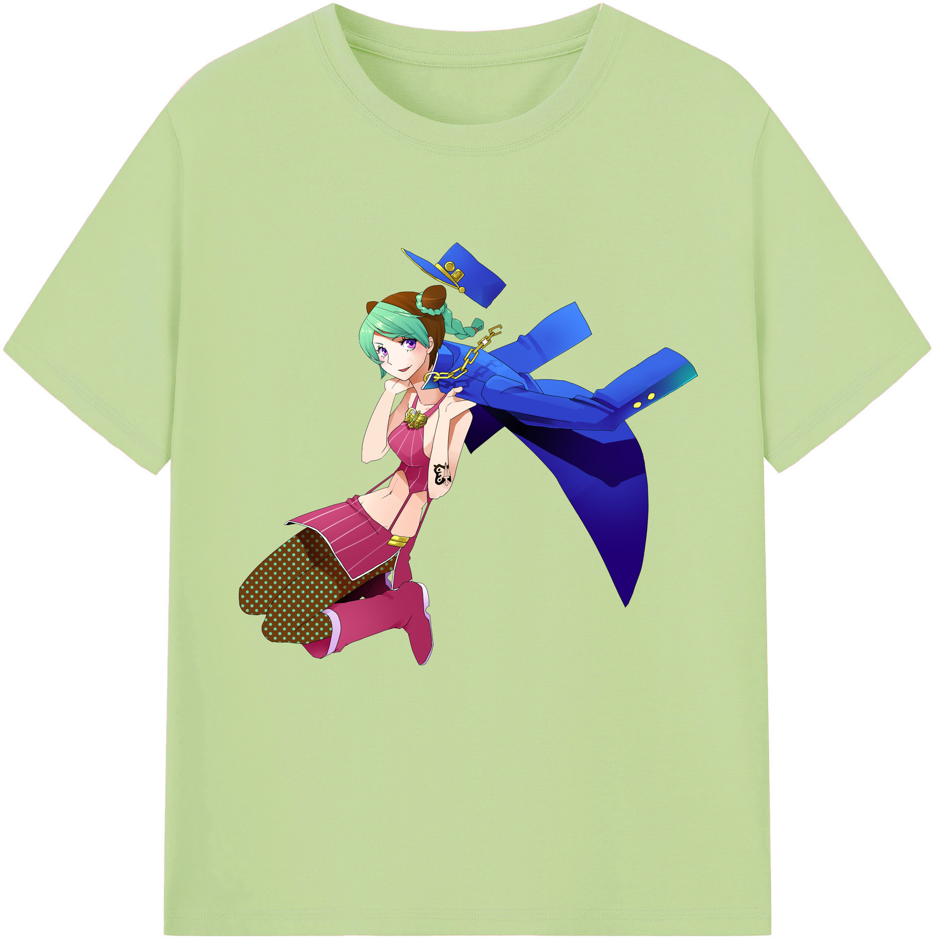 （画像用） "ジョジョの奇妙な冒険 くうじょう ジョリーン JoJo's Bizarre Adventure Jolyne Cujoh " 綿100％半袖Tシャツ（フロントプリント）